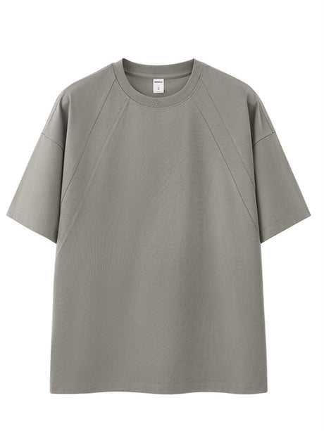 Liber SS Men's Solid Color Topstitched Fabric T-Shirt