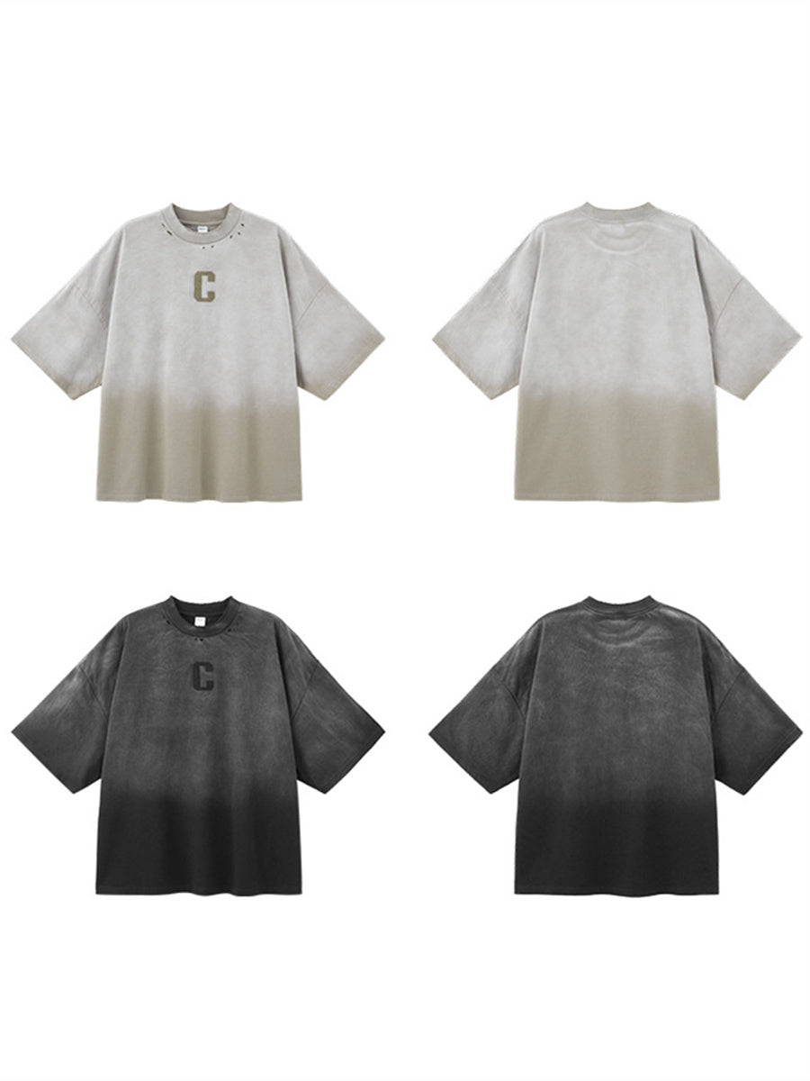Liber Spring Men's Embroidered Pattern Letter T-shirts