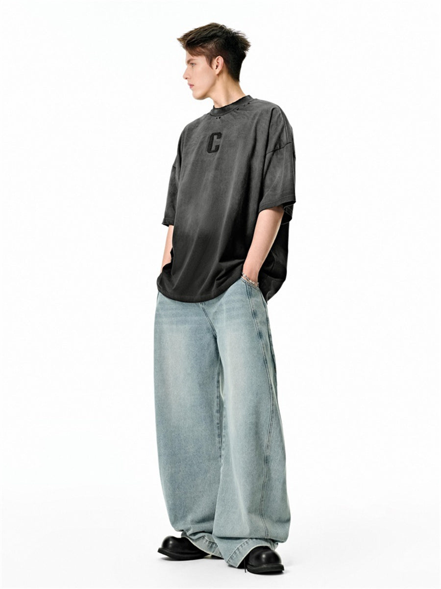 Liber Spring Men's Embroidered Pattern Letter T-shirts