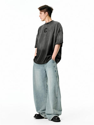Liber Spring Men's Embroidered Pattern Letter T-shirts