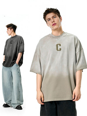 Liber Spring Men's Embroidered Pattern Letter T-shirts