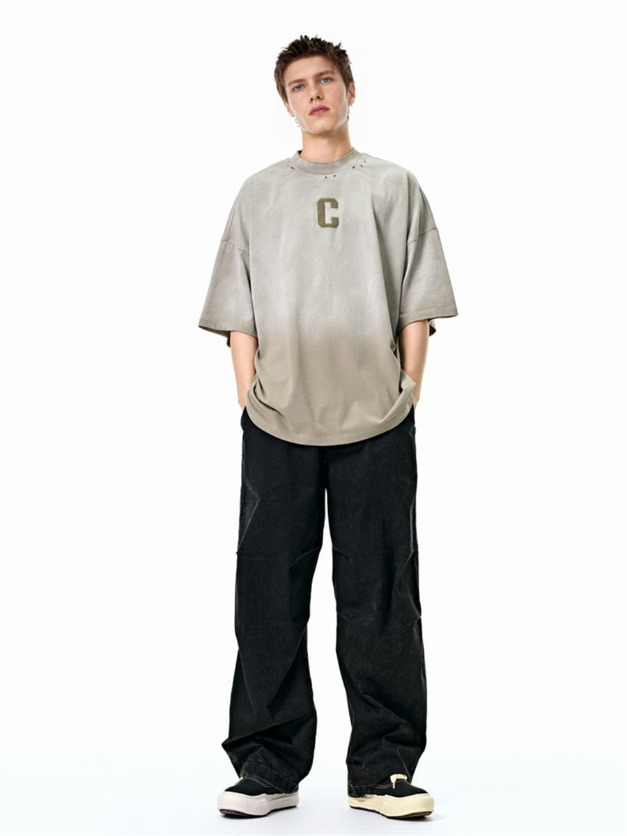 Liber Spring Men's Embroidered Pattern Letter T-shirts