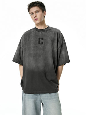 Liber Spring Men's Embroidered Pattern Letter T-shirts