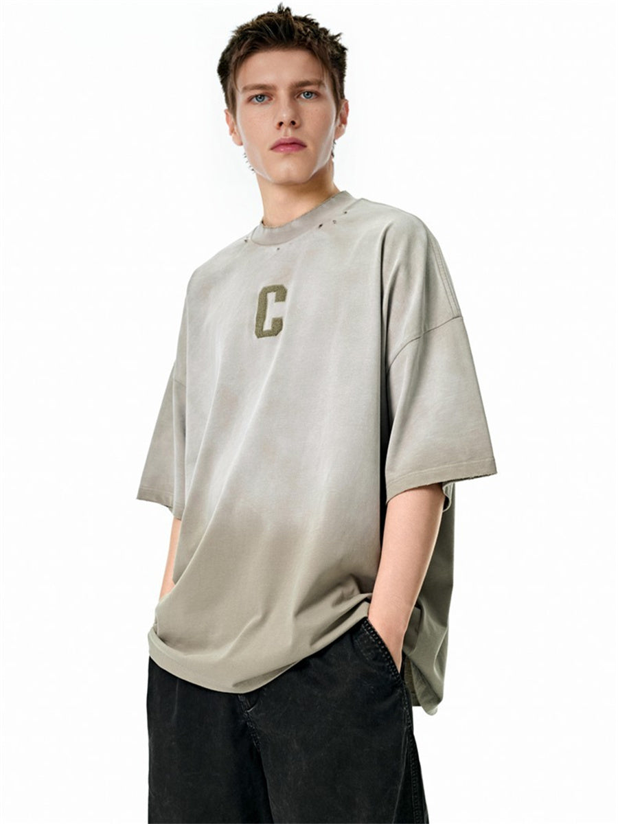 Liber Spring Men's Embroidered Pattern Letter T-shirts