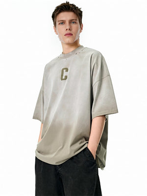 Liber Spring Men's Embroidered Pattern Letter T-shirts