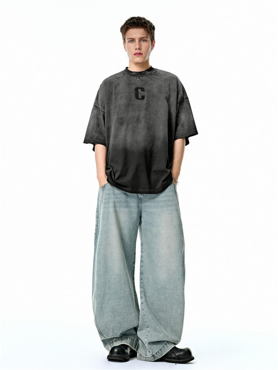 Liber Spring Men's Embroidered Pattern Letter T-shirts