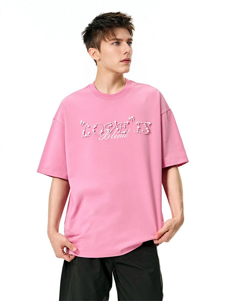 Liber SS Men's Lettering Beaded T-shirt
