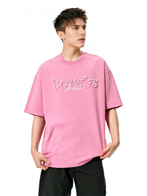 Liber SS Men's Lettering Beaded T-shirt