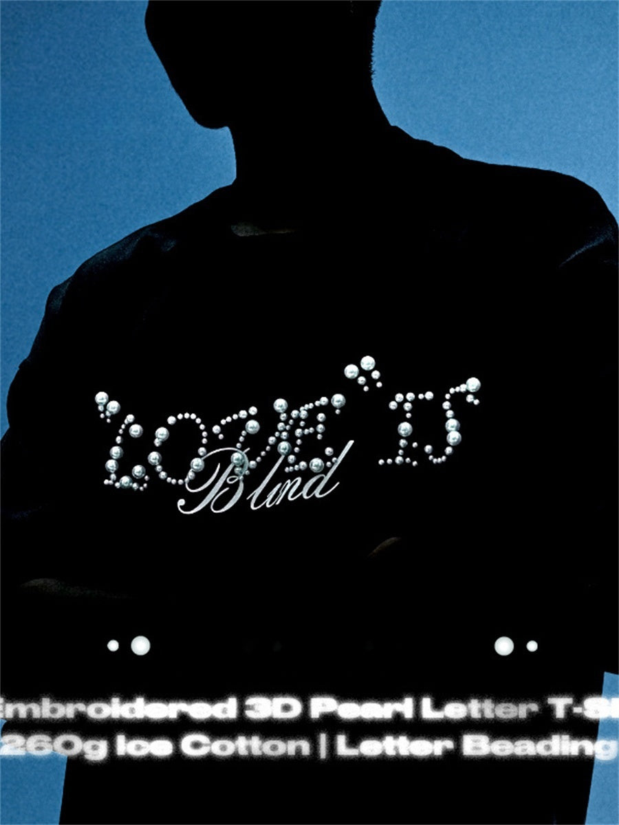 Liber SS Men's Lettering Beaded T-shirt