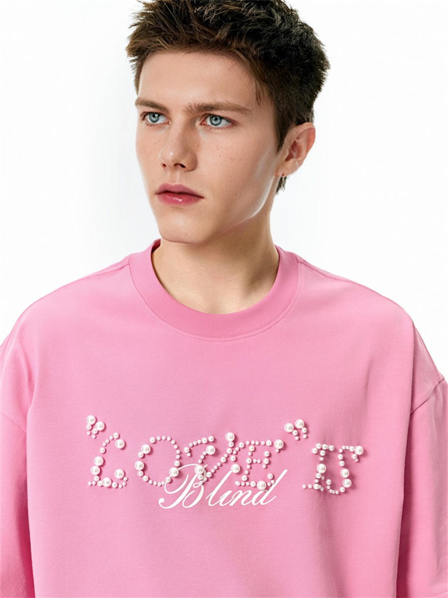 Liber SS Men's Lettering Beaded T-shirt