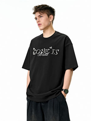 Liber SS Men's Lettering Beaded T-shirt