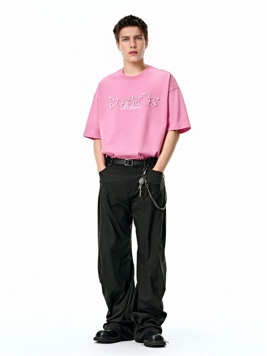 Liber SS Men's Lettering Beaded T-shirt