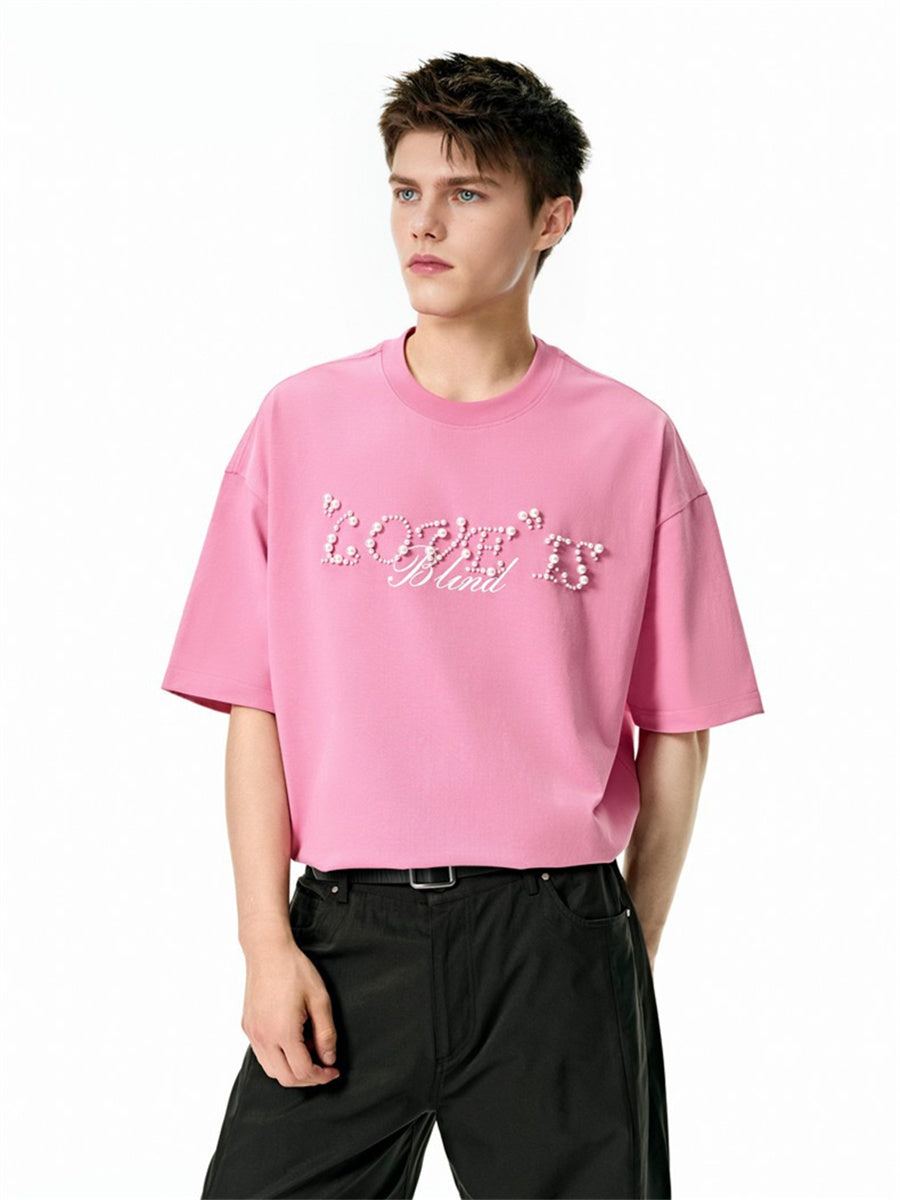 Liber SS Men's Lettering Beaded T-shirt