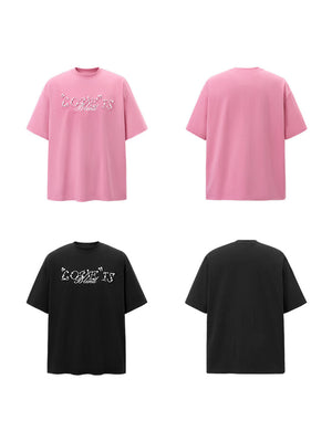 Liber SS Men's Lettering Beaded T-shirt