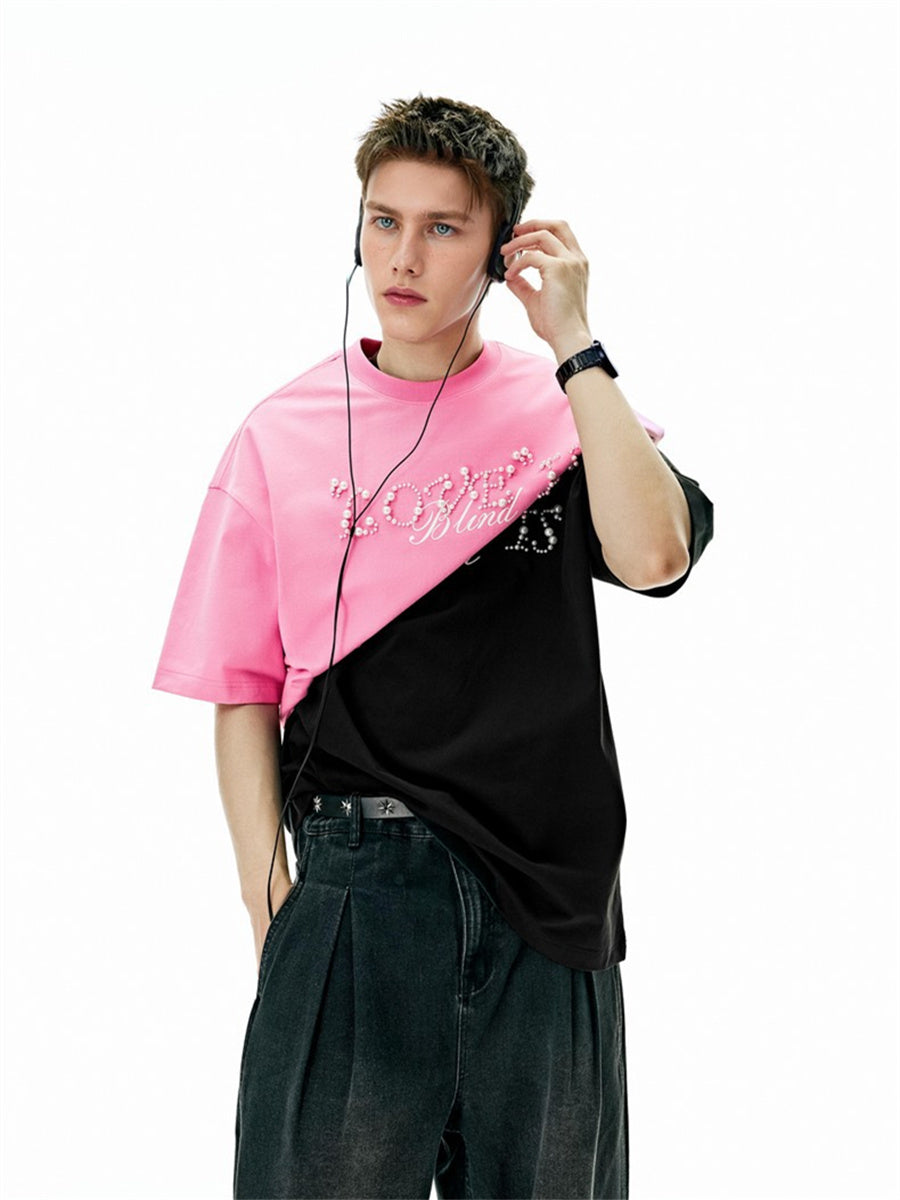 Liber SS Men's Lettering Beaded T-shirt