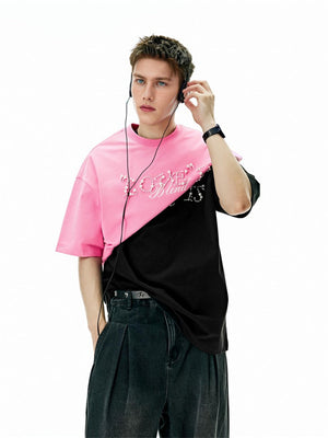 Liber SS Men's Lettering Beaded T-shirt