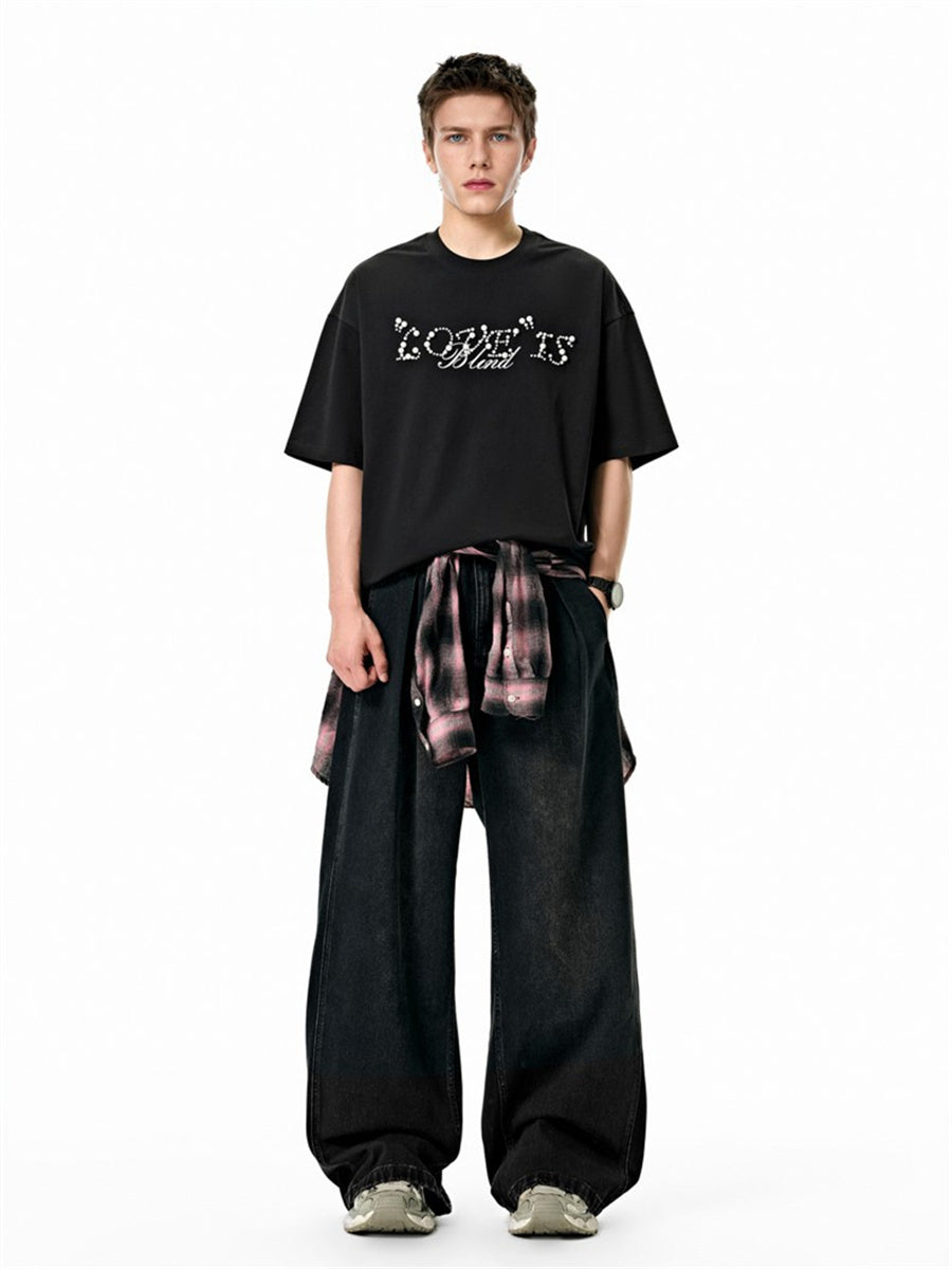 Liber SS Men's Lettering Beaded T-shirt