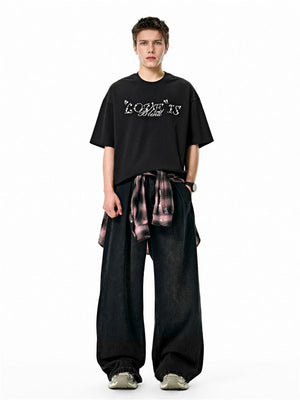 Liber SS Men's Lettering Beaded T-shirt