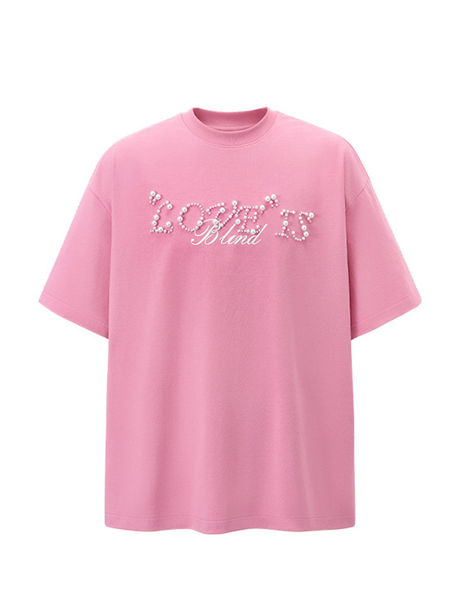 Liber SS Men's Lettering Beaded T-shirt