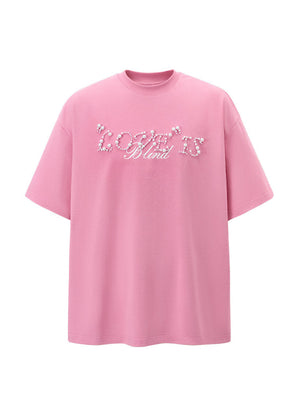 Liber SS Men's Lettering Beaded T-shirt