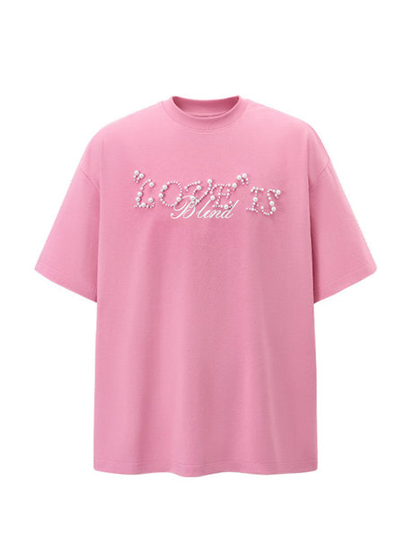 Liber SS Men's Lettering Beaded T-shirt