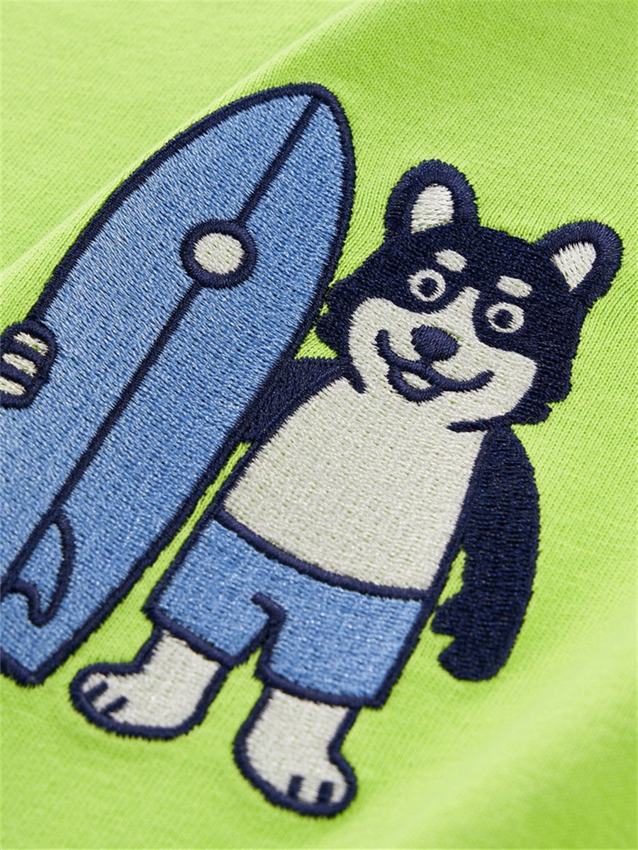 Liber Summer Men's Double needle seams at cuff hem Cartoon T-shirts