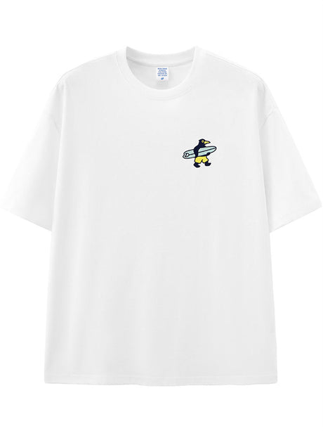 Liber Summer Men's Double needle seams at cuff hem Cartoon T-shirts