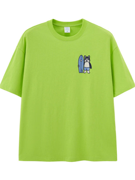 Liber Summer Men's Double needle seams at cuff hem Cartoon T-shirts