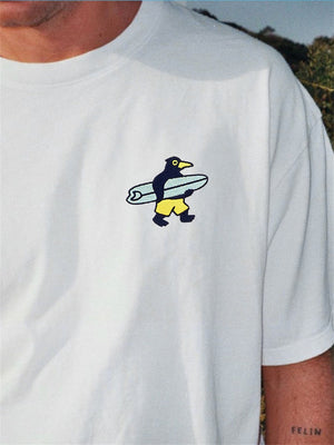 Liber Summer Men's Double needle seams at cuff hem Cartoon T-shirts