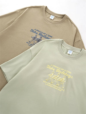Liber Summer Men's Printed Letter T-shirts