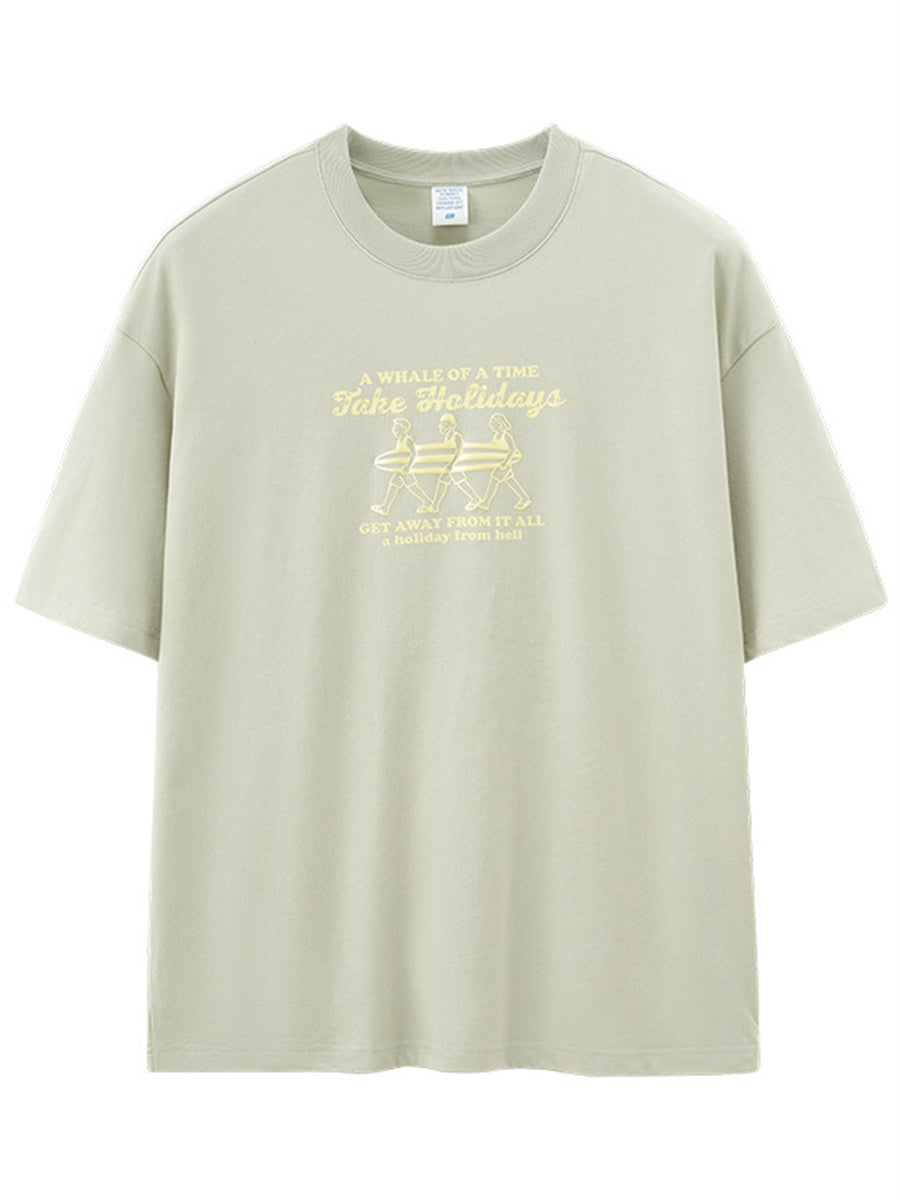 Liber Summer Men's Printed Letter T-shirts