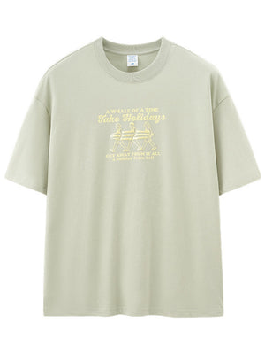 Liber Summer Men's Printed Letter T-shirts