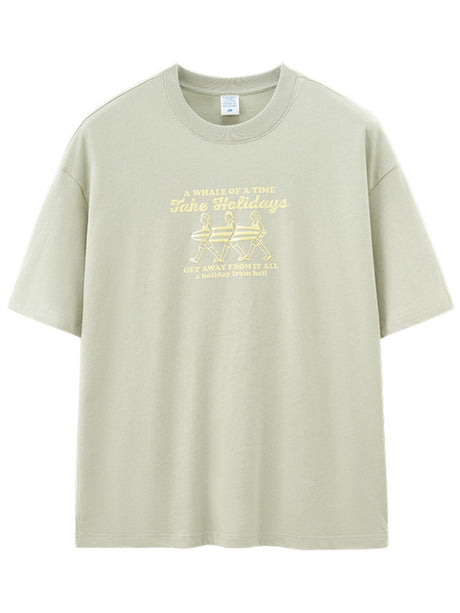 Liber Summer Men's Printed Letter T-shirts