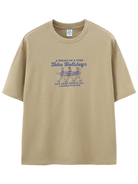 Liber Summer Men's Printed Letter T-shirts