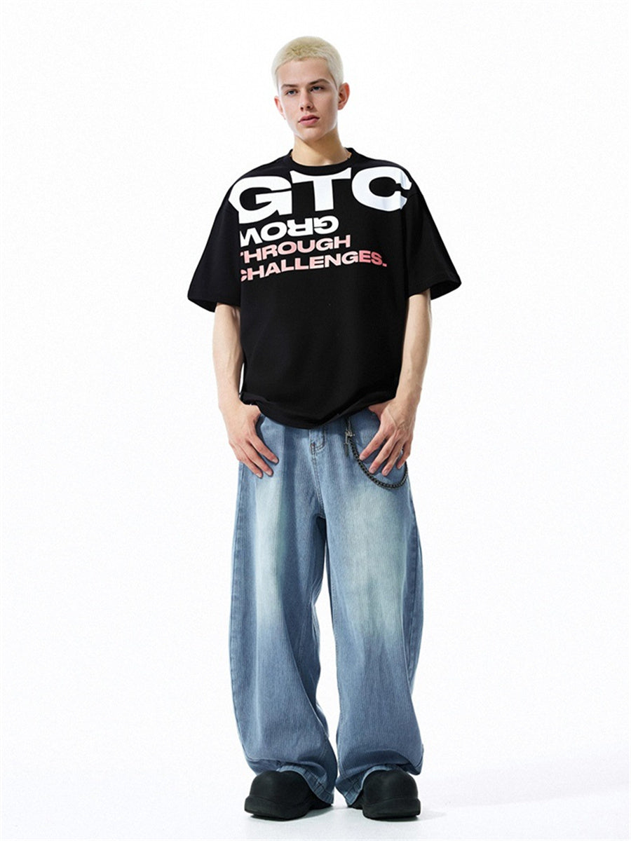 Liber Summer Men's Printed Letter T-shirts