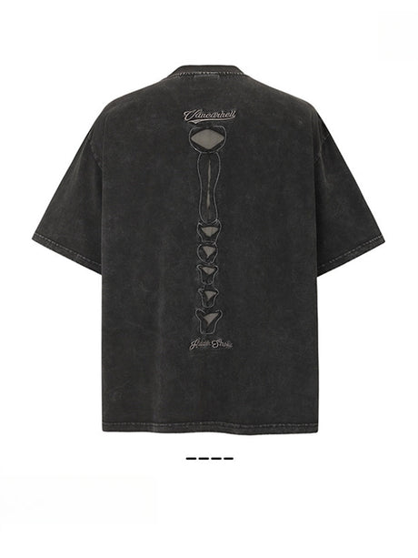 Liber Summer Men's Embroidery Skeleton T-shirts