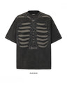 Liber Summer Men's Embroidery Skeleton T-shirts