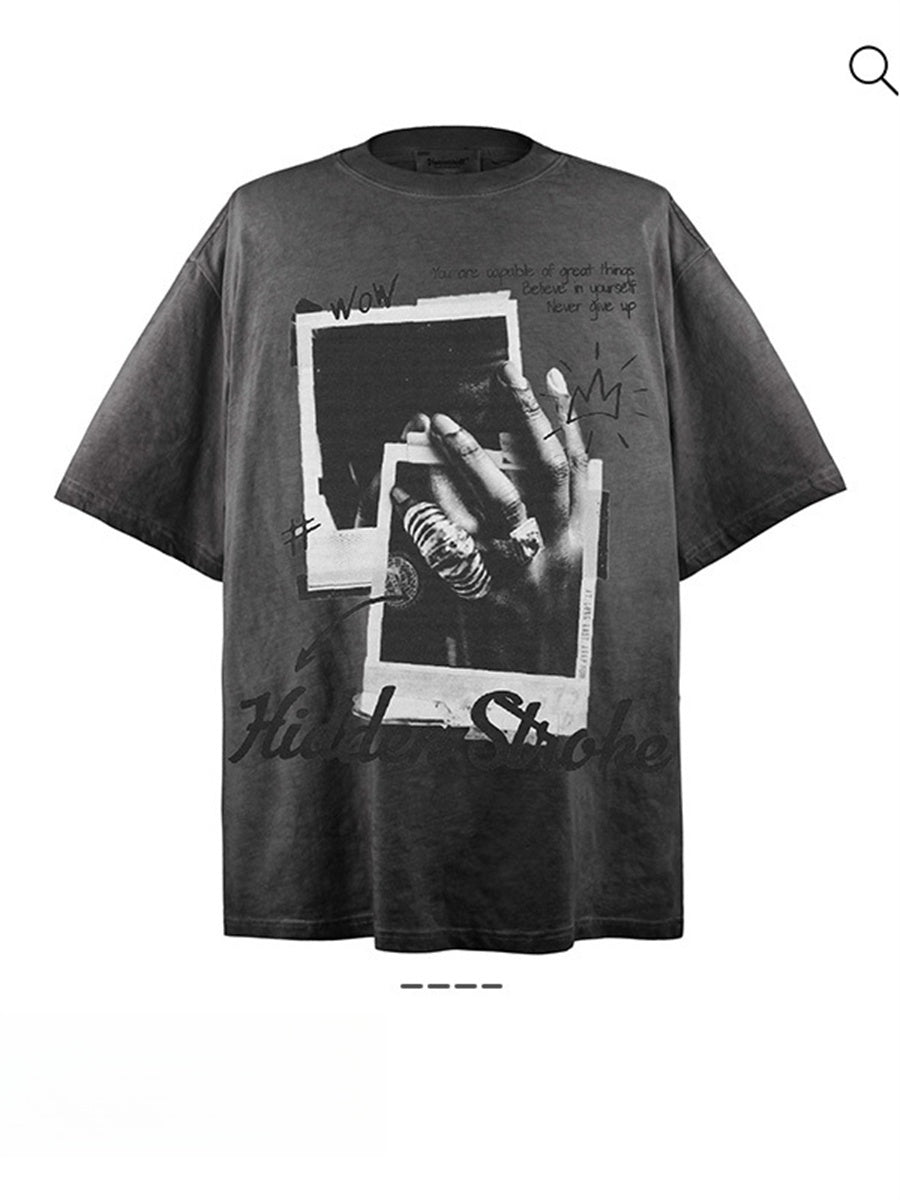 Liber Summer Men's Printed Letter T-shirts
