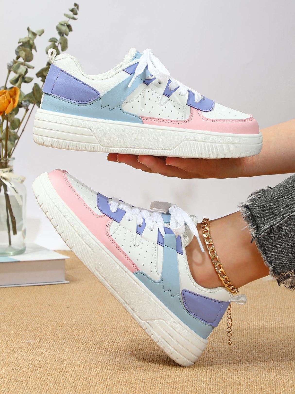 Liber Four seasons women's shoes color matching ladies sneakers