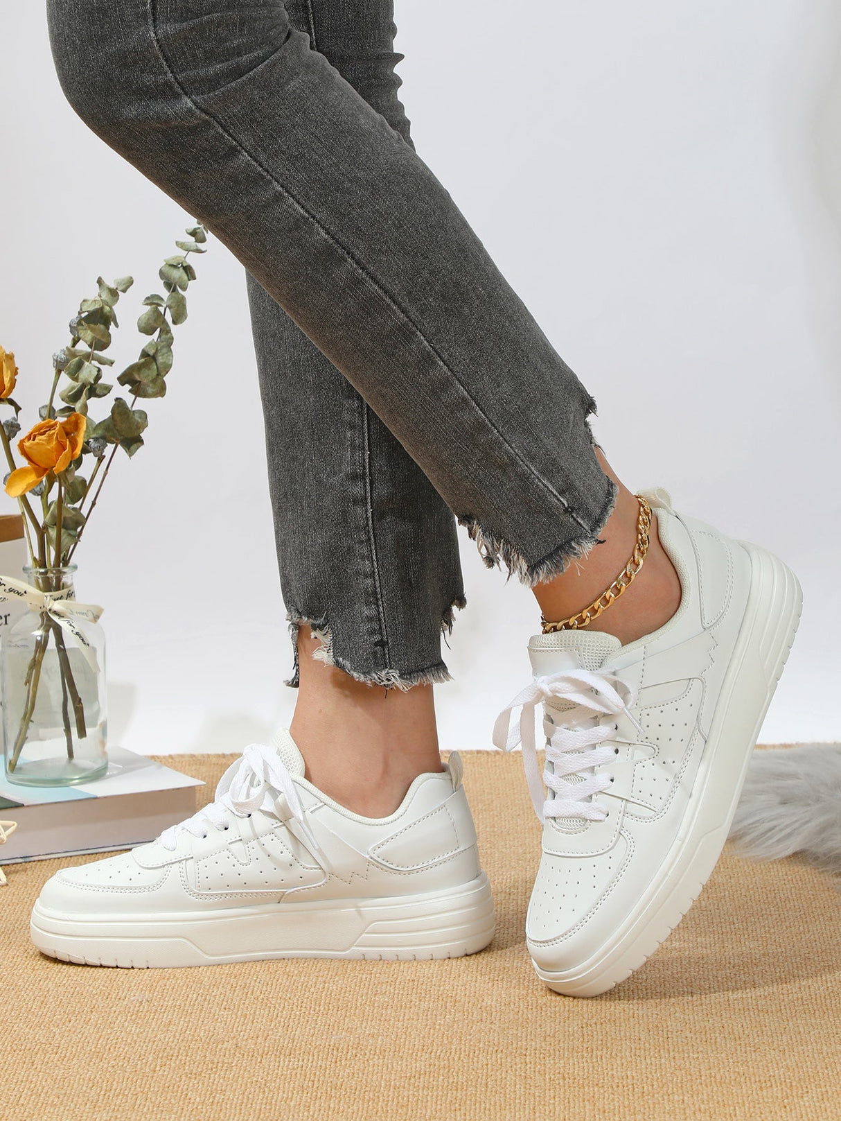 Liber Four seasons women's shoes color matching ladies sneakers