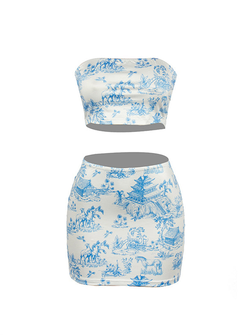 Liber Summer Women's Navel Landscape Tank tops&Camis