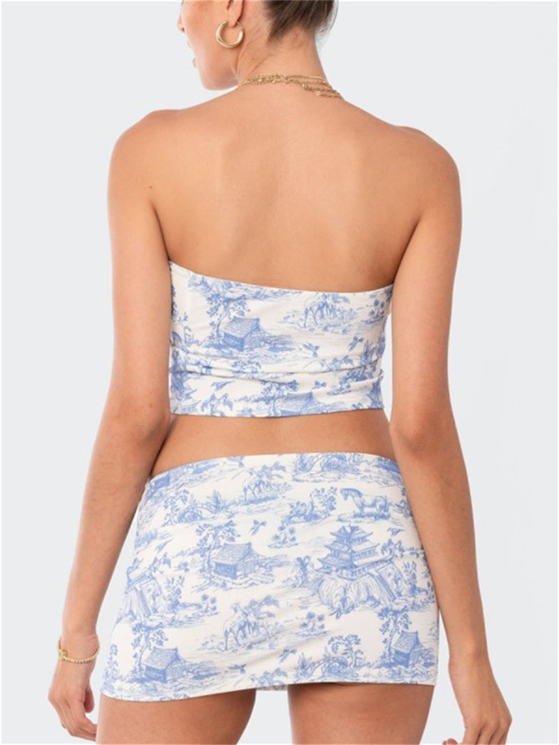 Liber Summer Women's Navel Landscape Tank tops&Camis