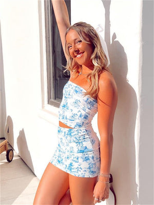 Liber Summer Women's Navel Landscape Tank tops&Camis