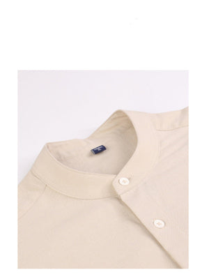 Liber Summer Men's Stand collar Solid Color Shirts