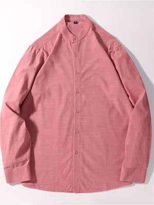 Liber Summer Men's Stand collar Solid Color Shirts