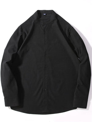 Liber Summer Men's Stand collar Solid Color Shirts