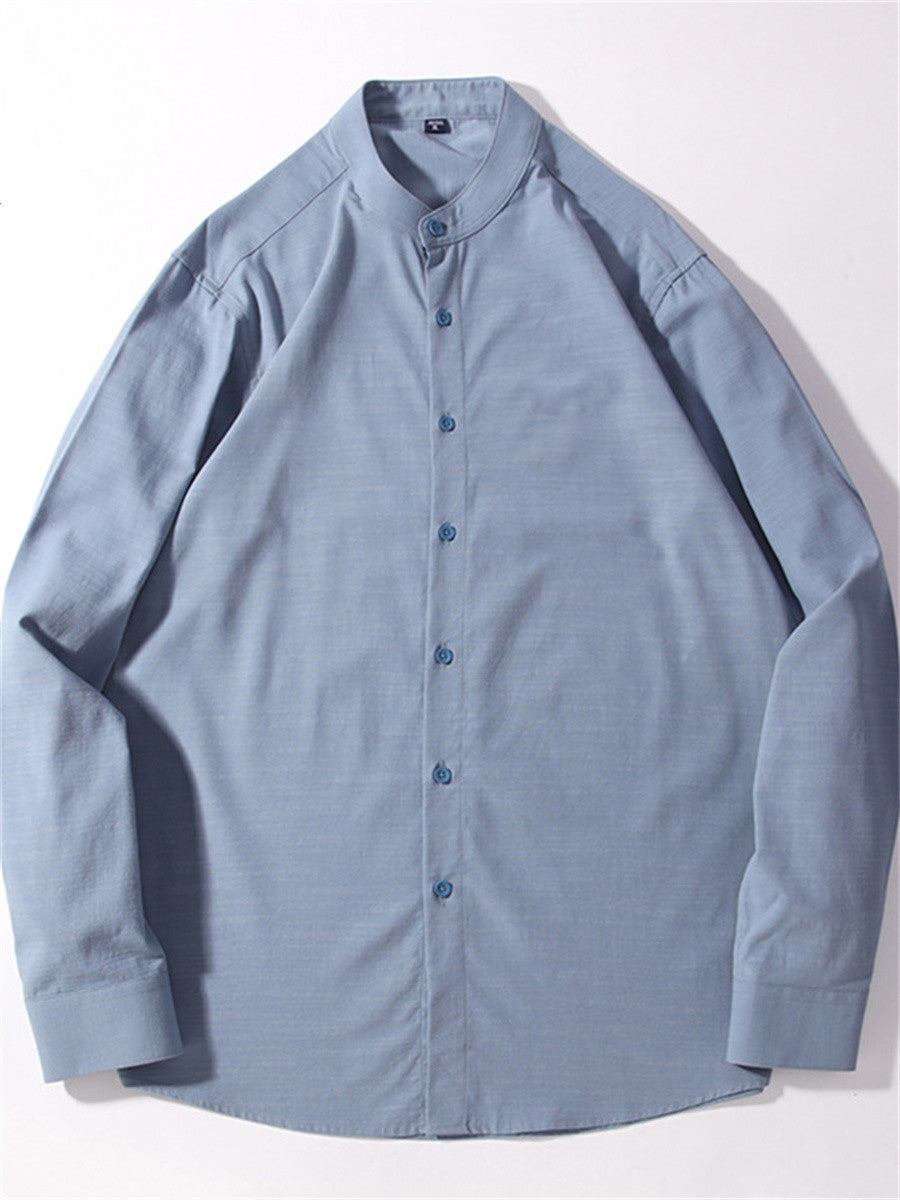 Liber Summer Men's Stand collar Solid Color Shirts