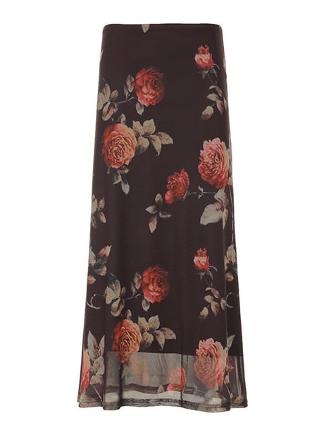 Liber Summer Women's Lace Plants and Flowers Skirts