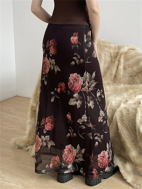 Liber Summer Women's Lace Plants and Flowers Skirts