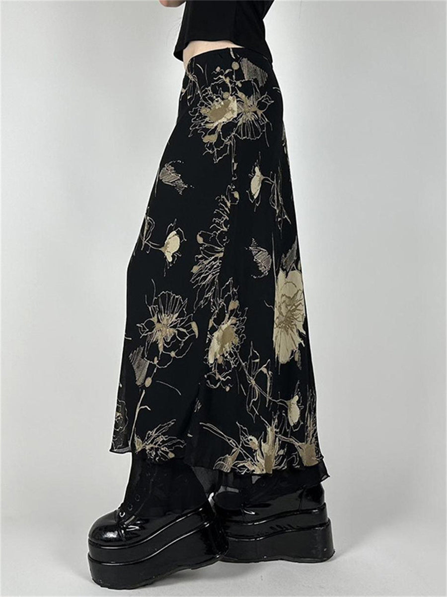 Liber Summer Women's Low Rise Plants and Flowers Skirts